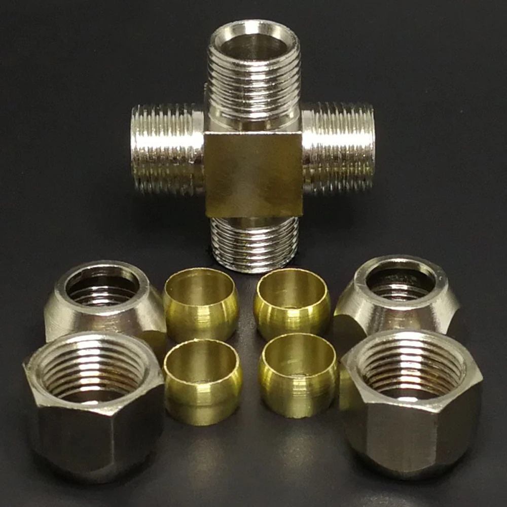 Fit 6/8/10/12mm OD Tube Corss  - Compression Fitting Brass 评论和价格