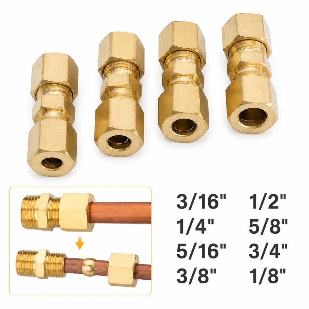 Connector Brass Brass Compress - Compression Fitting Brass 评论和价格