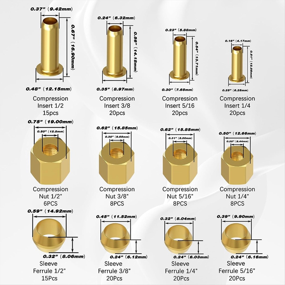 AT16 180PCS Compression Fittin - Compression Fitting Brass 评论和价格